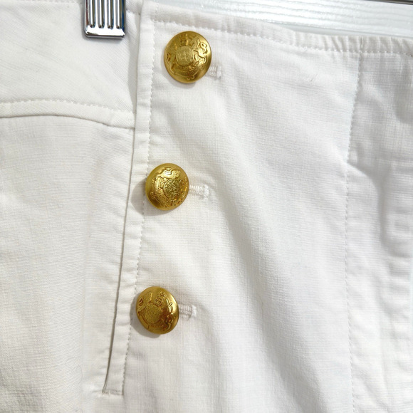 Talbots Womens Cotton Slub Sailor Crop Pants Sz 16 Gold Buttons Wide Leg - Picture 3 of 8